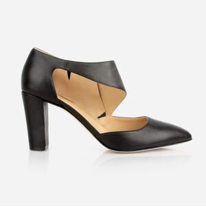 Poppy Barley Meghan Cutout Heels Size 6.5 Black Leather